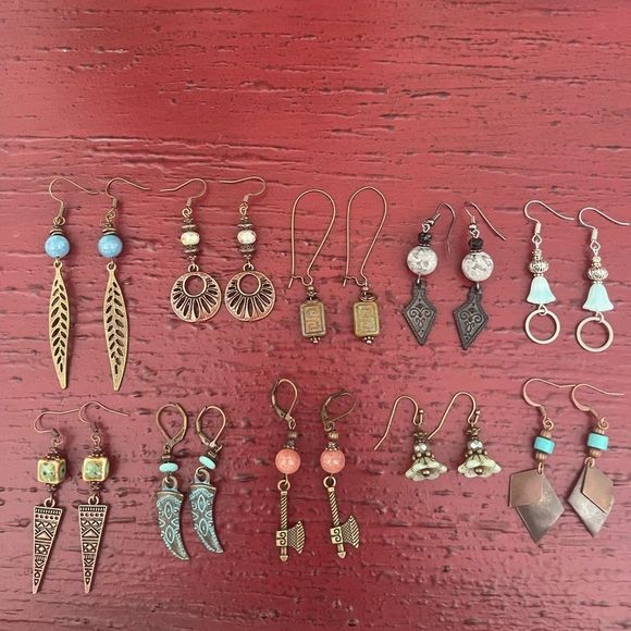Earring Lot 10 Pair Hand Crafted Artisan Earrings Bohemian Earrings NEW # 192 - Picture 8 of 8